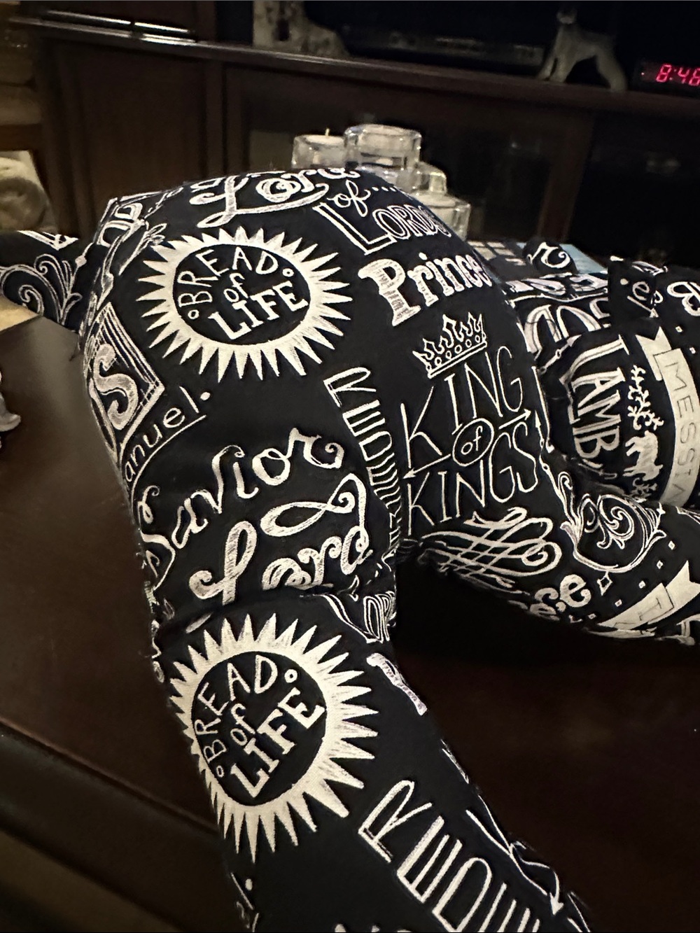 Handmade Hippo Black & White God’s Words Print Plush Dog - Picture 6 of 8